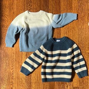 Blue and Cream Sweater Set